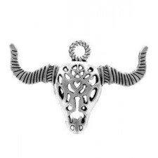Metal charm Buffalo head 50x34mm Antique silver